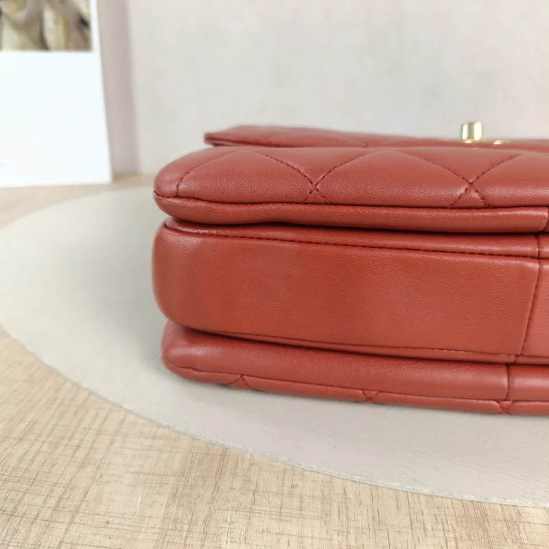 Chanel Crossbody Bag Trendy CC Red Lambskin Small 25 × 12 × 17 cm 23 — detail view 7 of 13