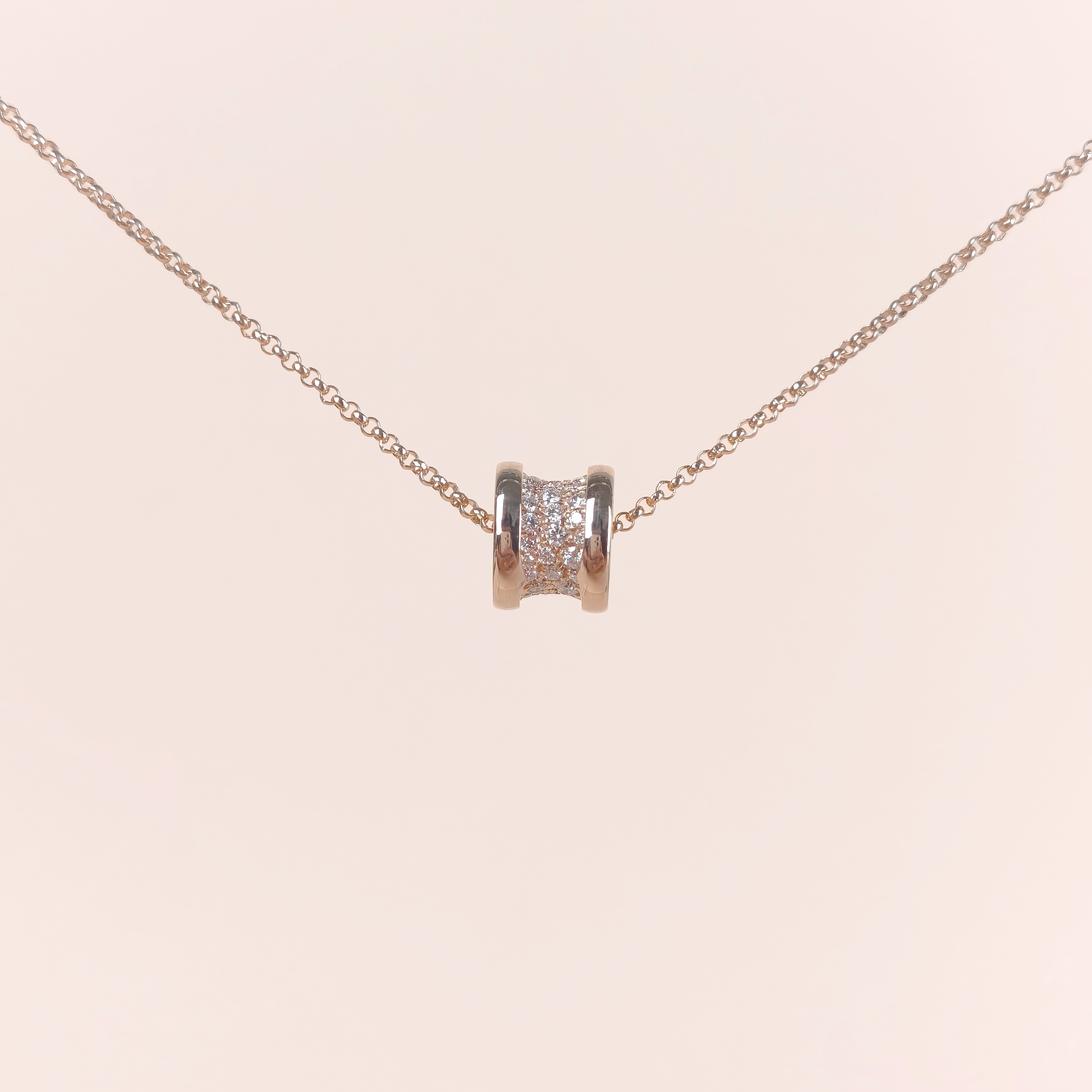 Bvlgari Necklace B.zero1 Pavé Diamond Rose Gold Diamond18KR ose Goldmini43cm