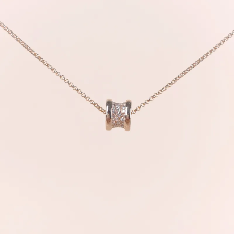 Bvlgari Necklace B.zero1 Pavé Diamond Rose Gold Diamond18KR ose Goldmini43cm