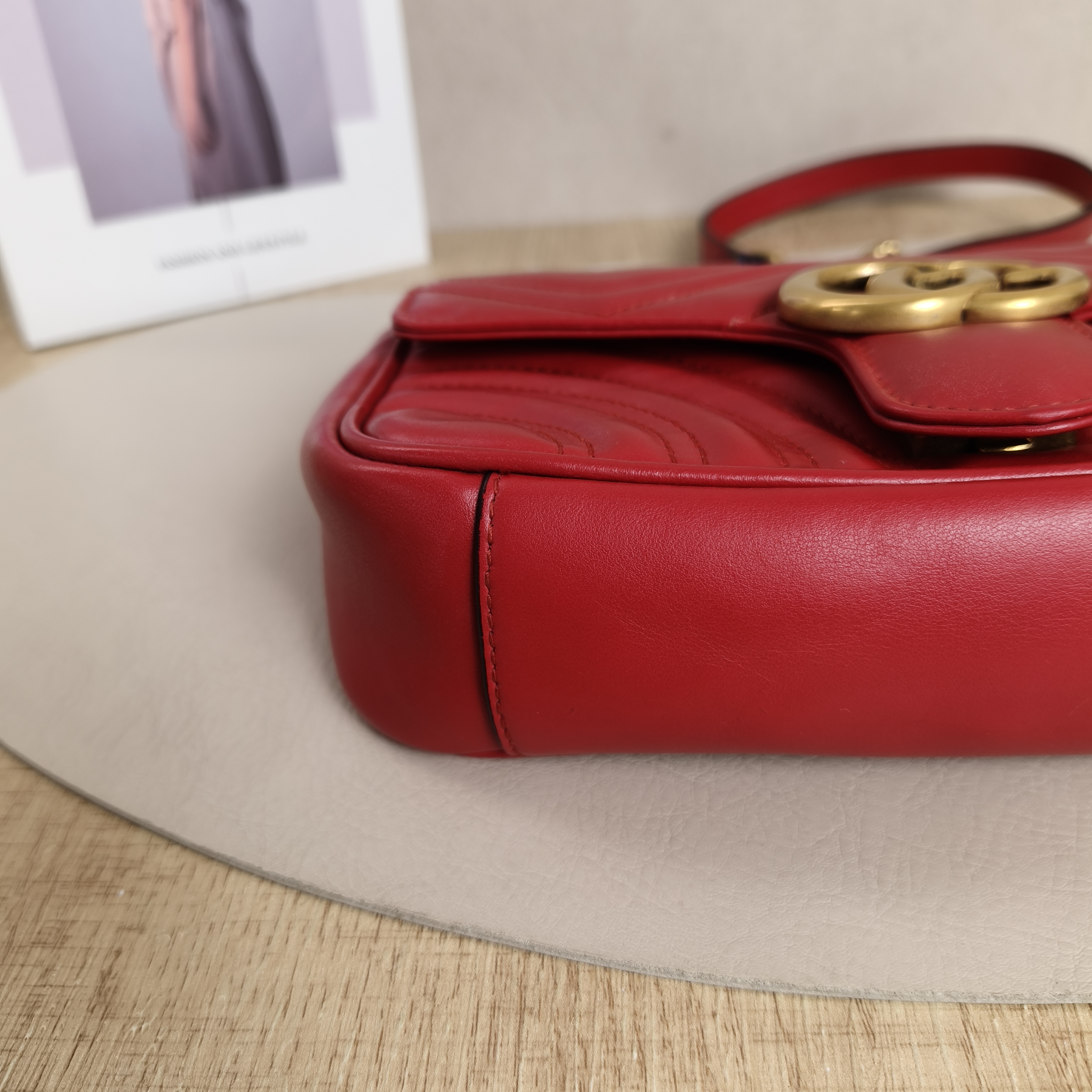 GUCCI GG Marmont Marmont22Small Red Lambskin · Dust Bag · 22 × 6 × 13 cm — cover view 8 of 12