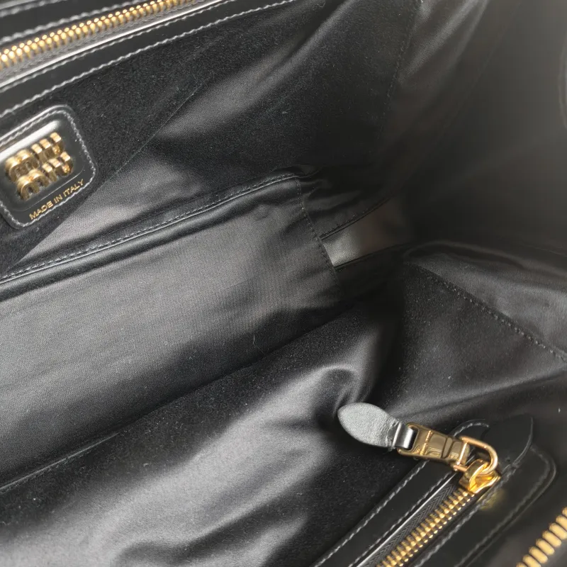 Miumiu Top Handle Bag Beau Black Calfskin Large 34 × 10 × 23 cm — detail view 2 of 12