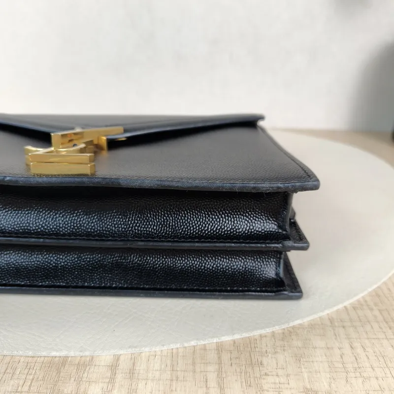 SAINT LAURENT Crossbody Bag Cassandra Black Grained Calfskin Medium 22 × 5.5 × 16.5 cm — detail view 7 of 13