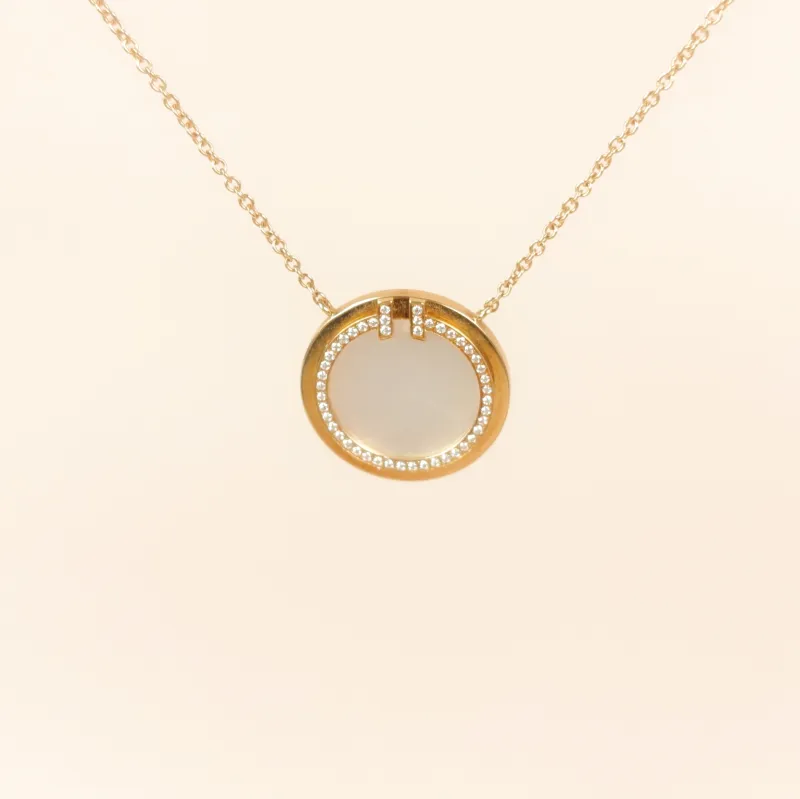 Tiffany&Co. Necklace TC ollection White Mother-of-Pearl18KY ellow Gold Diamond Large1.6*44.5