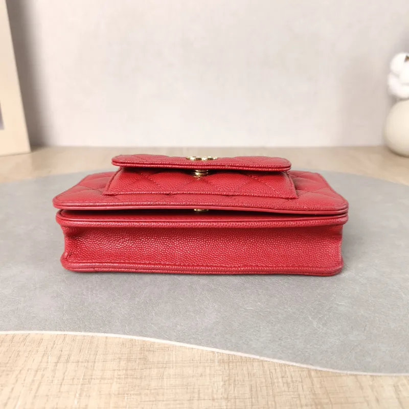 Chanel Crossbody Bag CF woc Crossbody Bag Red Grained Calfskin One Size 17 × 3 × 10 cm — cover view 2 of 5
