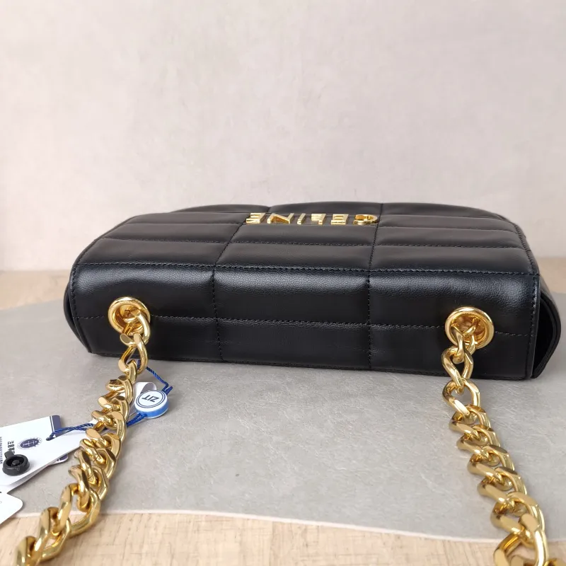 CELINE Shoulder Bag Matelasse Monochrome Shoulder Bag Black Lambskin 24 × 5 × 15 cm — detail view 7 of 12