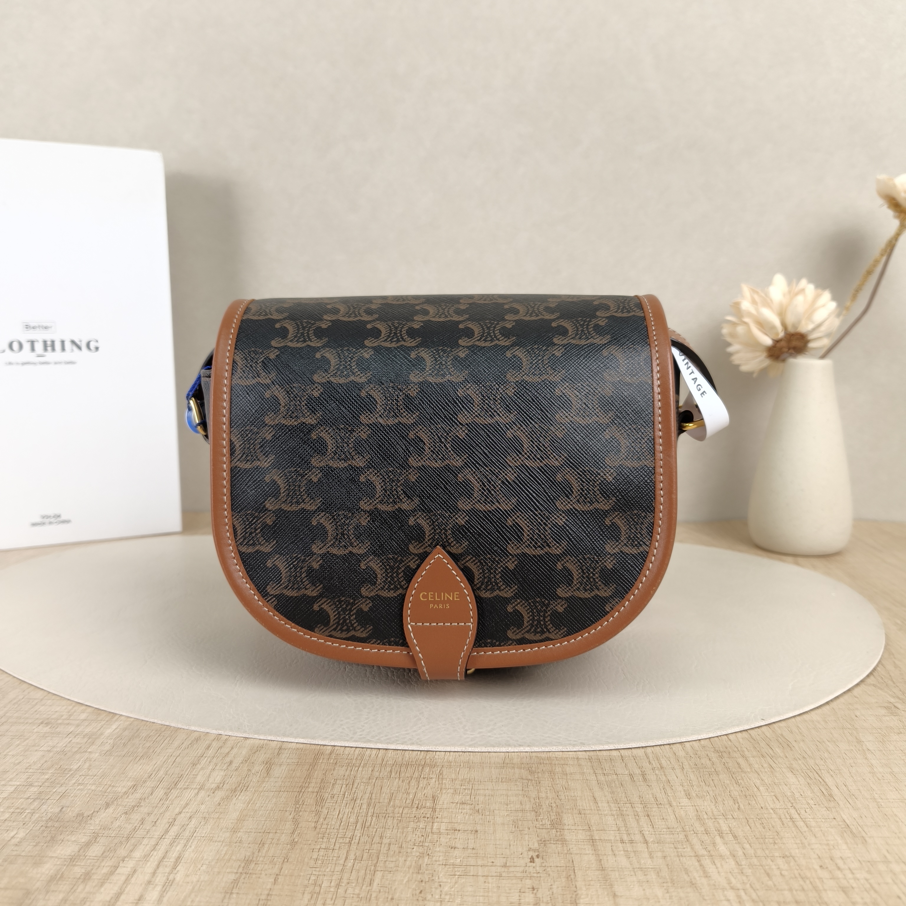 CELINE Crossbody Bag FOLCO Monogram PVC Medium18.5 × 8 × 17 cm