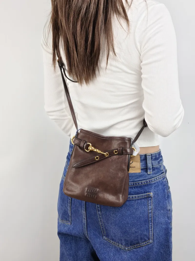 Miumiu Crossbody Bag Aventure Bucket Bag Lambskin Mini 17 × 4.5 × 19 cm — on-model view 1 of 2