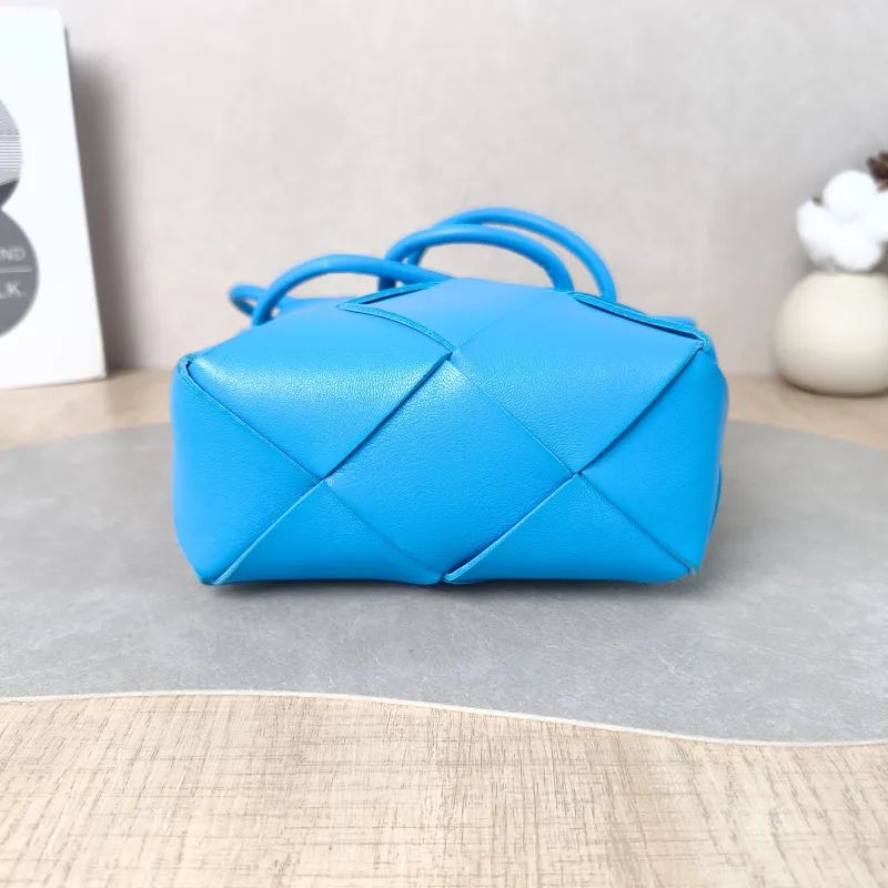Bottega Veneta Crossbody Bag Cassette Woven Camera Bag Blue Lambskin Mini 14.5 × 7 × 14.5 cm — cover view 3 of 5