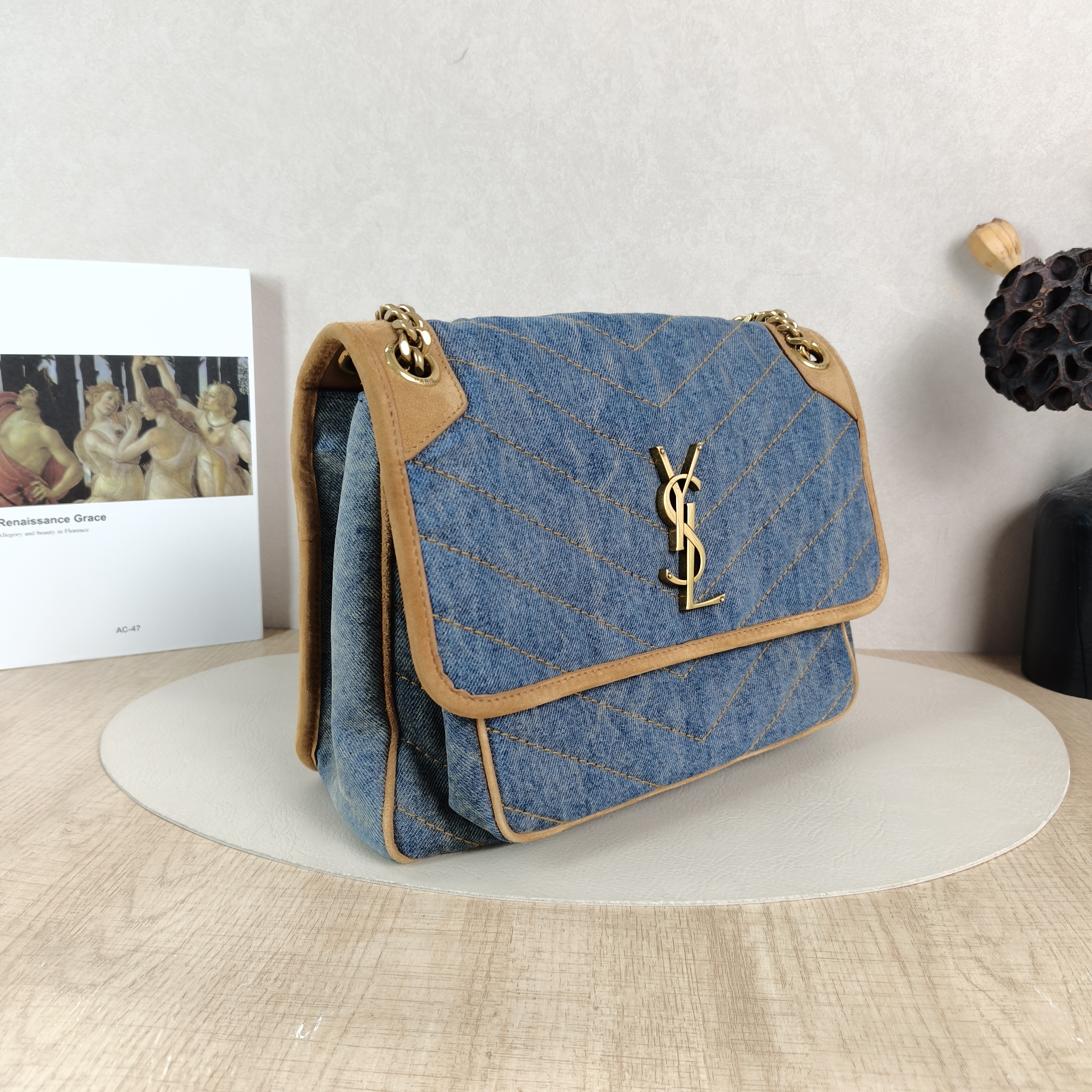 SAINT LAURENT Crossbody Bag Niki Blue Brown D Medium28 × 8.5 × 20 cm — cover view 4 of 5