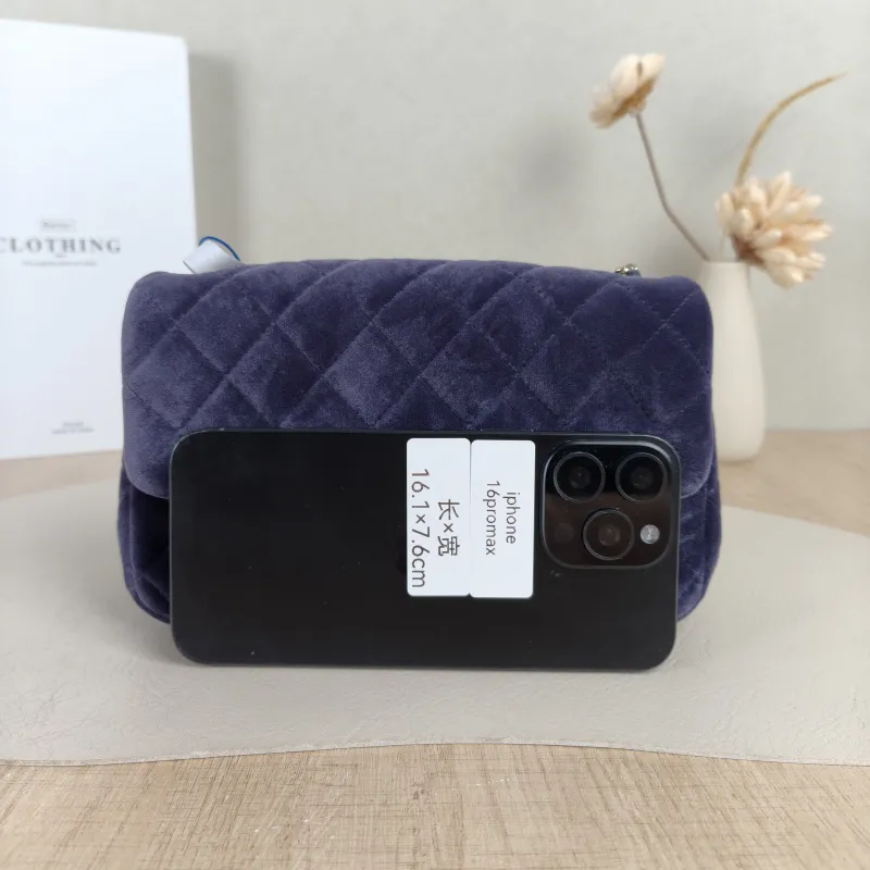 Chanel Crossbody Bag Classic Flap Large Mini CF Mini Blue Velvet mini 20 × 6 × 12 cm — cover view 3 of 5