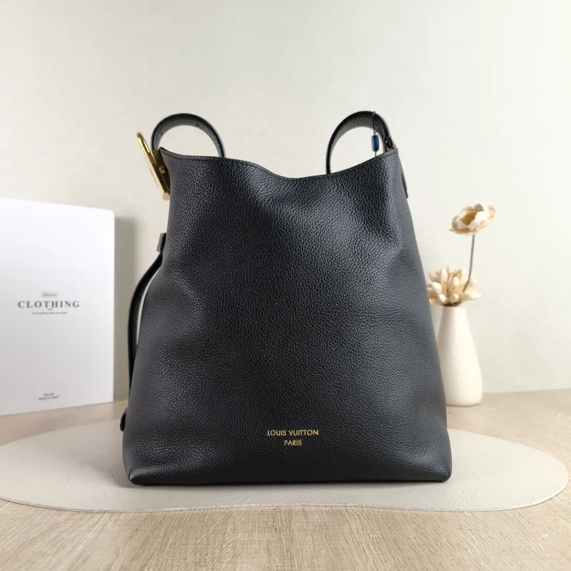 Louis Vuitton Shoulder Bag Low Key Hobo Shoulder Bag Black Calfskin Small 24 × 16 × 28 cm