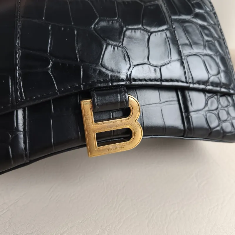 BALENCIAGA Crossbody Bag Hourglass Hourglass Bag Black Calfskin XS 19 × 8 × 13 cm — detail view 8 of 9