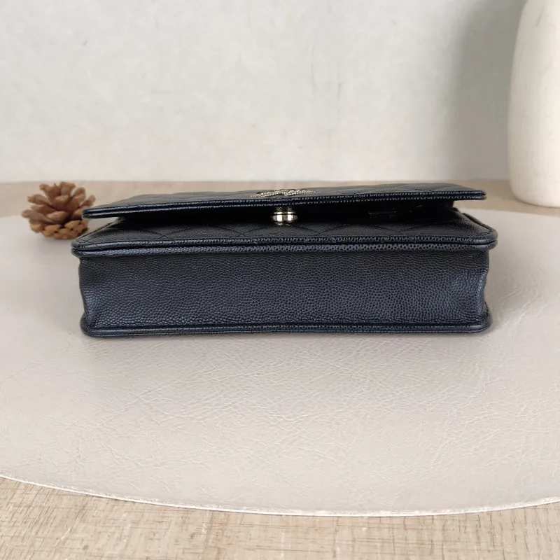 Chanel Crossbody Bag Classic Flap WOC CF WOCWOC Bag Woven c Black Calfskin One Size 19.2 × 3.5 × 12.3 cm — cover view 5 of 5