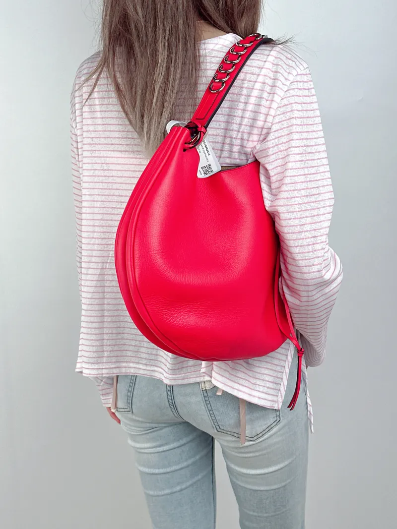 LOEWE Crossbody Bag Crossbody Bag Red Calfskin One Size34 × 9.5 × 28 cm — on-model view 2 of 3