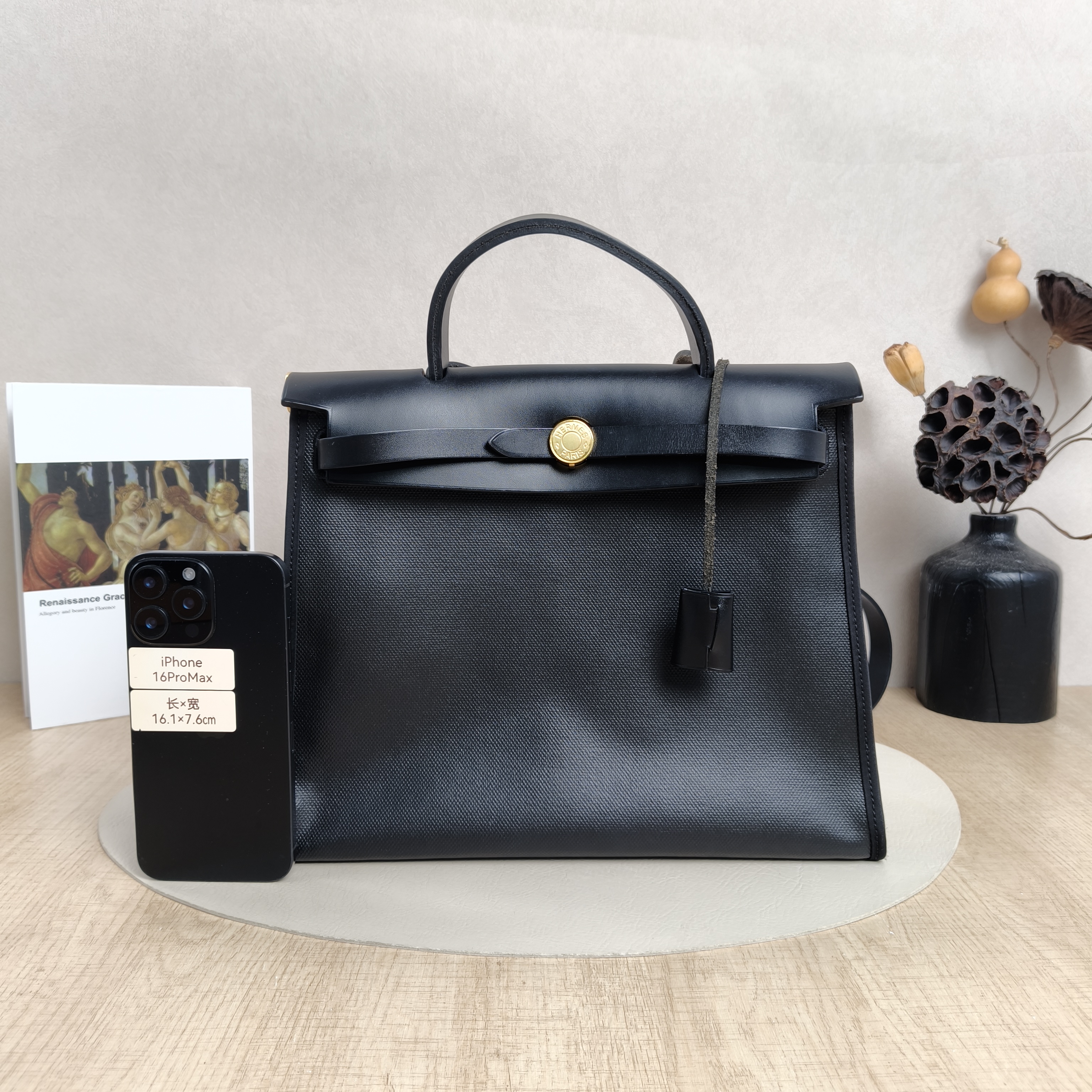 Hermès Crossbody Bag Herbag 31Black PVC Medium30.5 × 11 × 25.5 cm — cover view 6 of 6