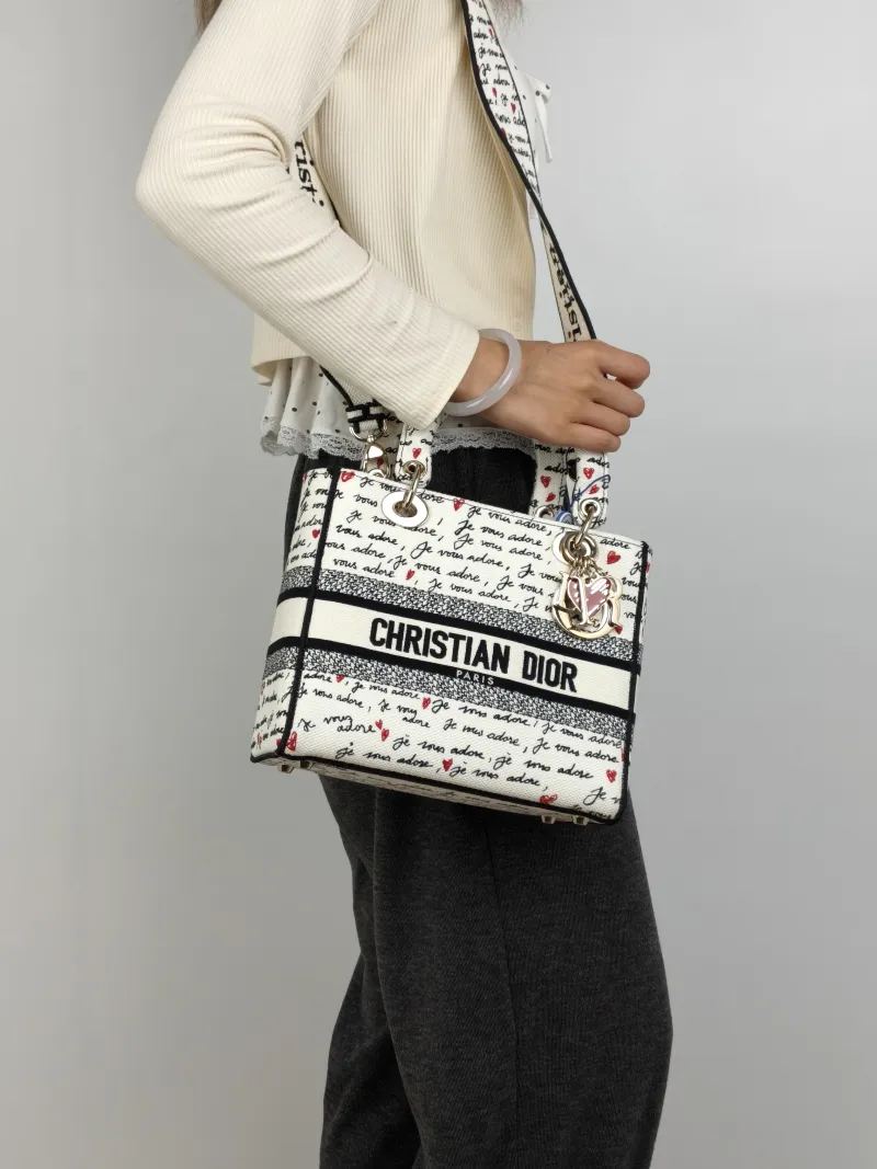 DIOR Top Handle Bag Lady Lady Dior Bag Colorblock Canvas Medium24 × 12 × 21 cm — on-model view 2 of 2