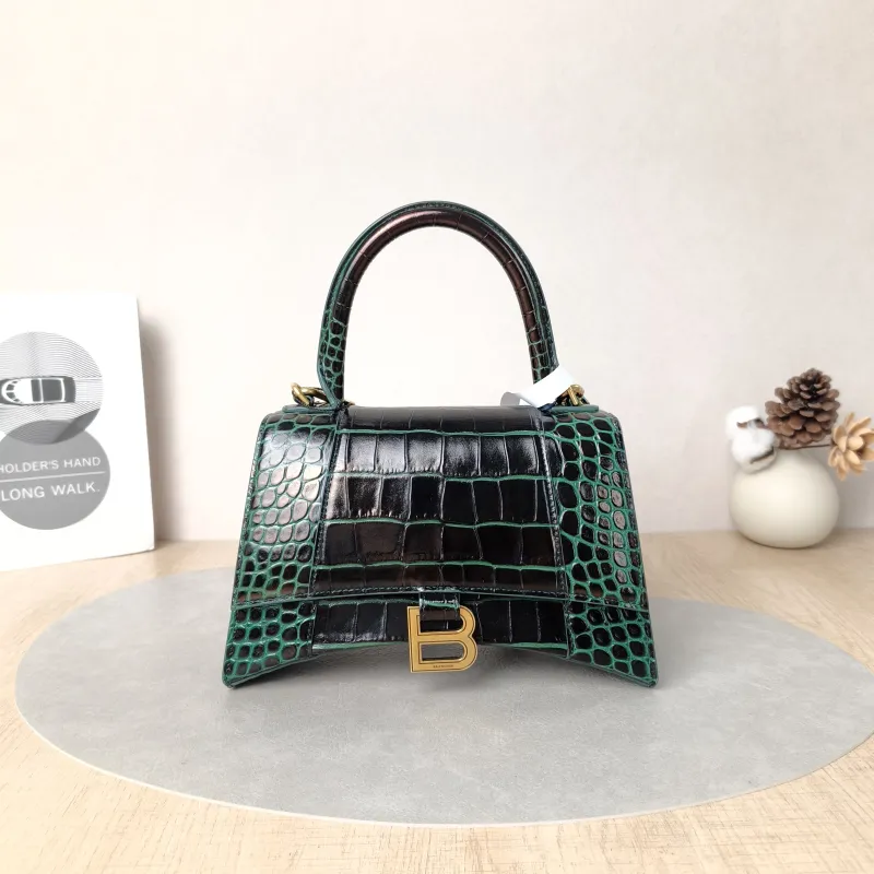BALENCIAGA Crossbody Bag Hourglass Hourglass Bag Green Calfskin Small23 × 10 × 14 cm