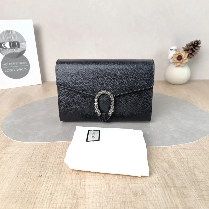 GUCCI Crossbody Bag Dionysus Collection Wallet woc Black Calfskin Mini 20 × 5 × 13 cm — cover view 4 of 6