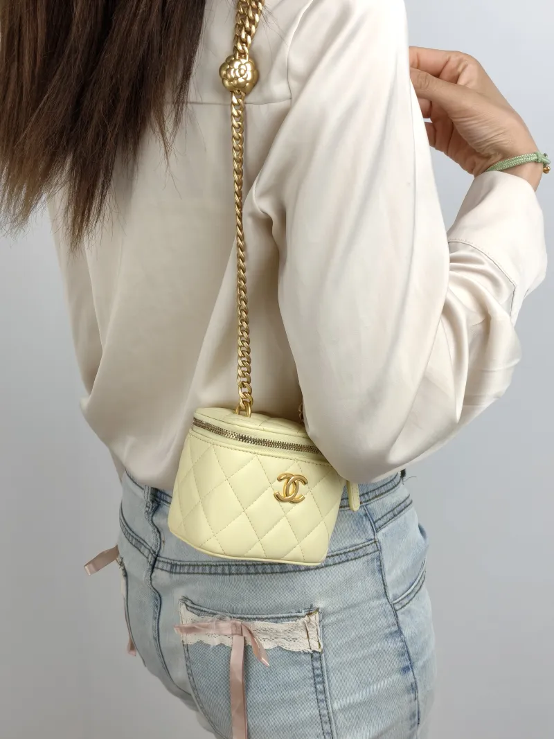 Chanel Crossbody Bag Edition Yellow Lambskin One Size 10 × 7 × 9 cm — on-model view 2 of 2