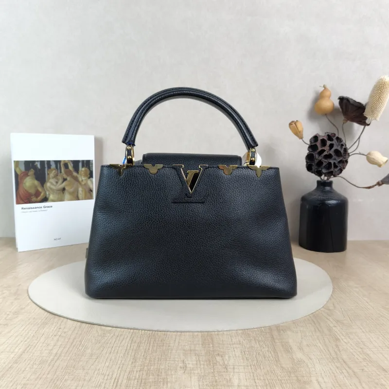 Louis Vuitton Top Handle Bag Capucines Black · Calfskin Medium31.5 × 11 × 20 cm