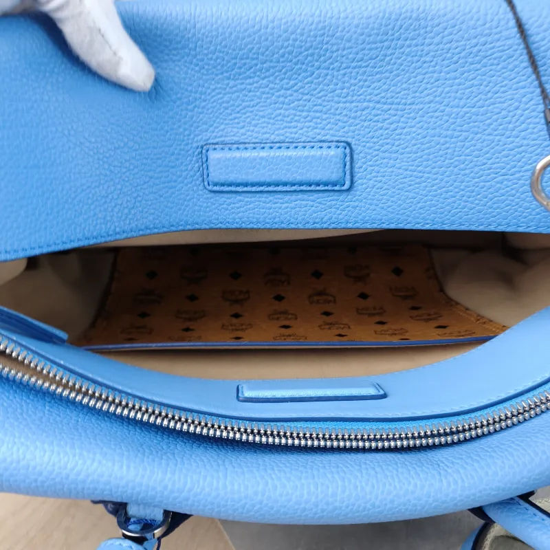 MCM Shoulder Bag Tote Bag Blue Calfskin One Size 31 × 15 × 22 cm — detail view 13 of 15