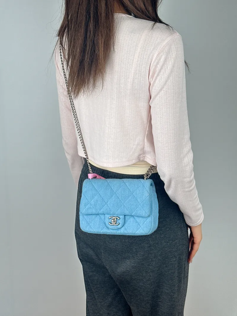 Chanel Crossbody Bag Blue mini19 × 8 × 14 cm — on-model view 1 of 2