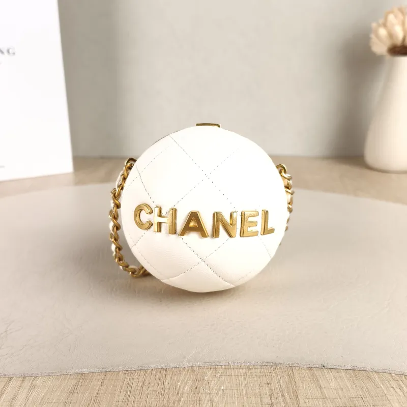 Chanel Crossbody Bag Crossbody Bag White Lambskin One Size 9 × 9 × 9 cm