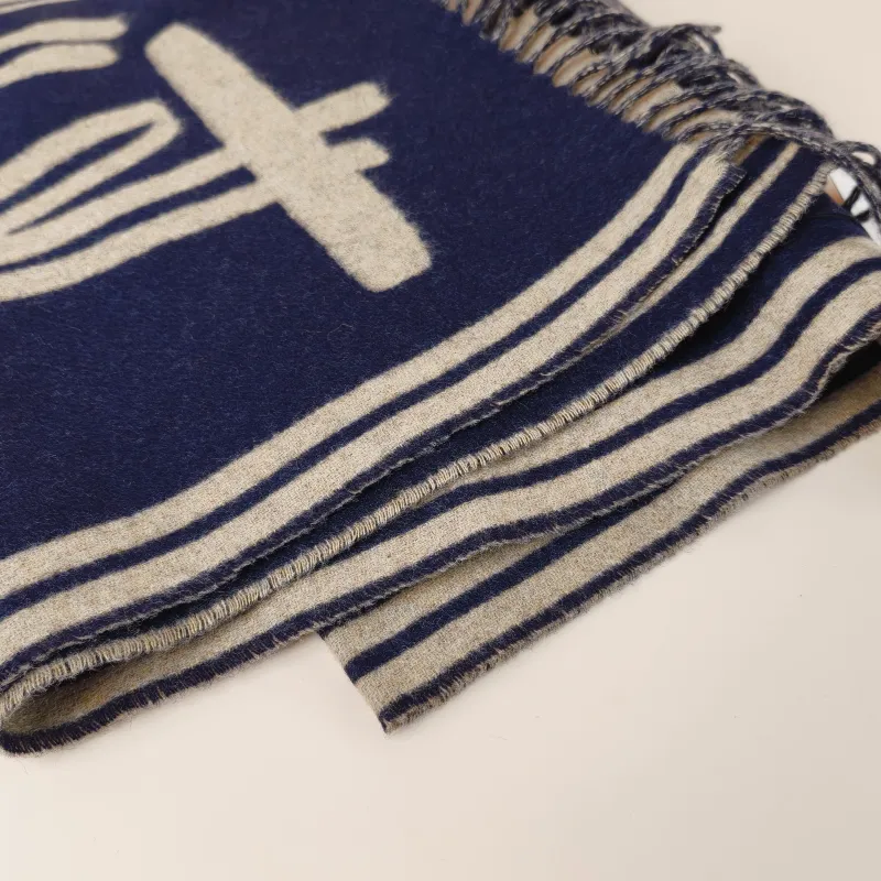 Hermès Scarf Scarf Blue Cashmere One Size 160*30cm — cover view 6 of 7