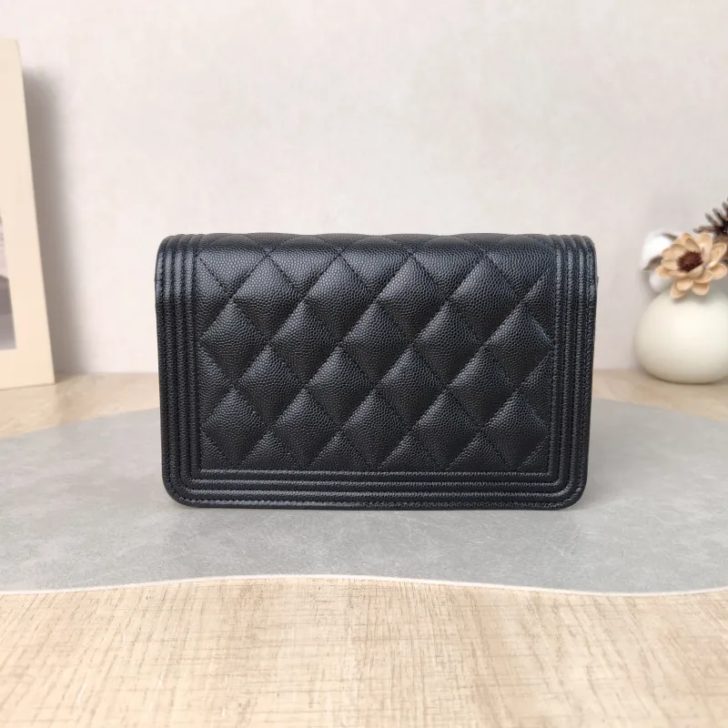 Chanel Crossbody Bag Le Boy WOC Black Grained Calfskin Mini 19.2 × 3.5 × 12.3 cm — cover view 2 of 6