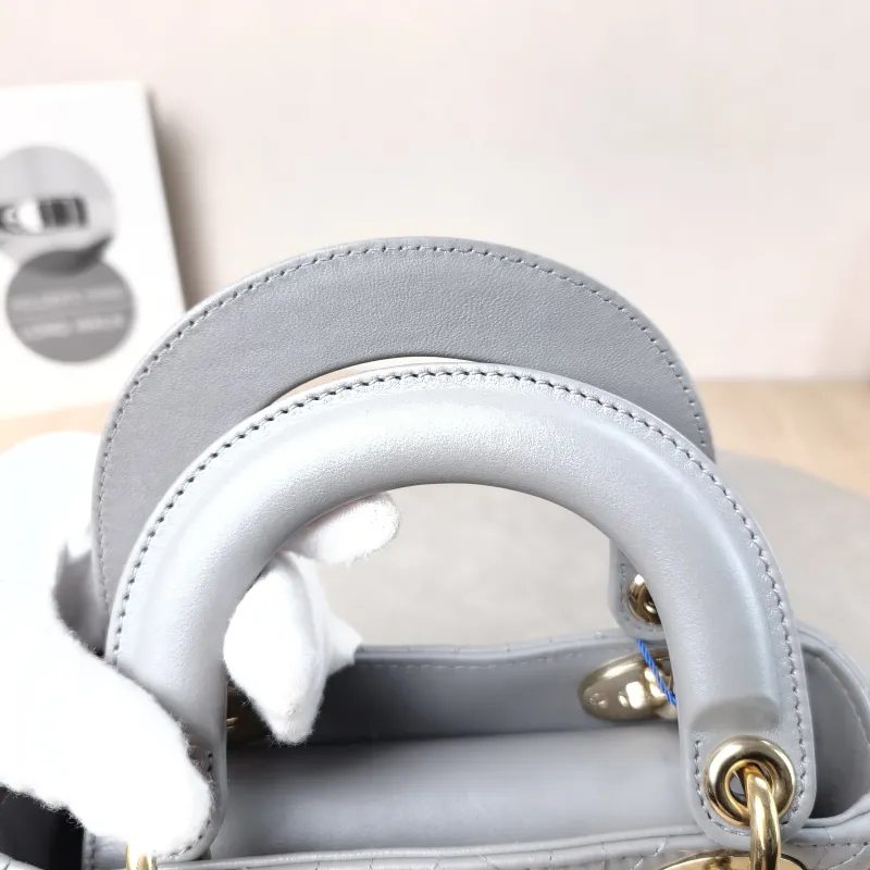 DIOR Crossbody Bag Lady Lady Dior Bag Grey Lambskin Mini 17 × 7 × 15 cm — detail view 6 of 12