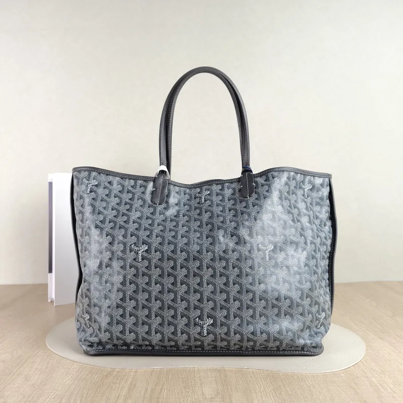 GOYARD Shoulder Bag SAINT LOUIS Shopping Tote Grey PVC Small 34 × 15 × 28 cm