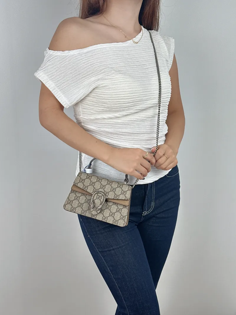 GUCCI Top Handle Bag Dionysus Edition Monogram PVC Mini 18 × 6 × 12 cm — on-model view 1 of 2