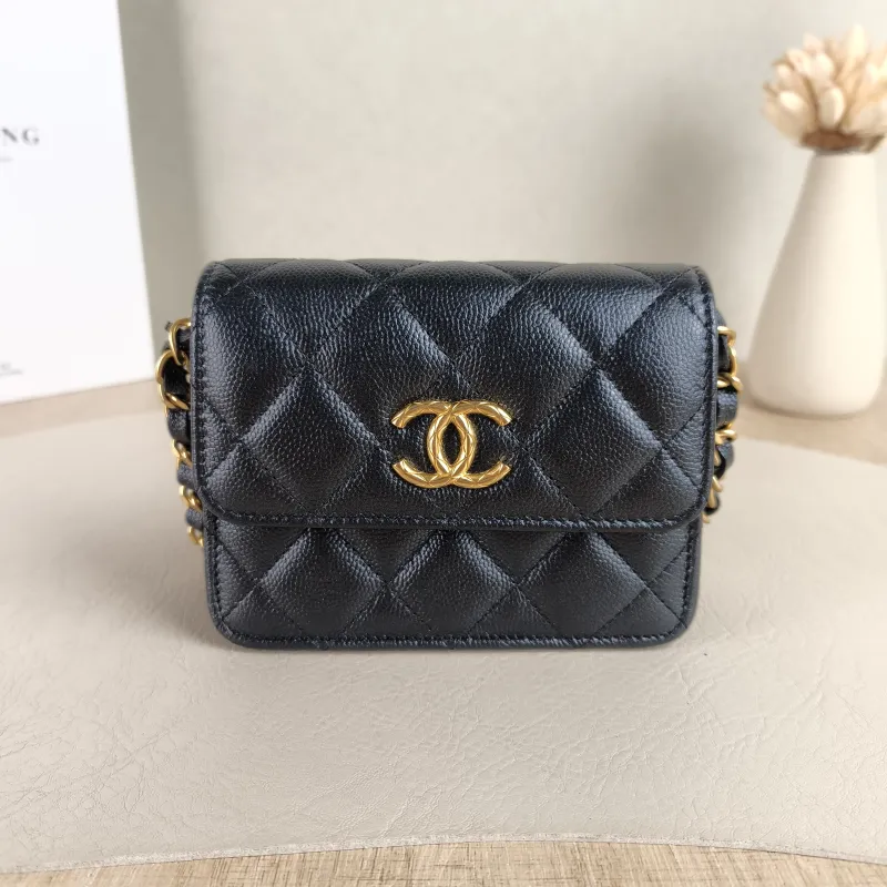 Chanel Crossbody Bag C logo woc Crossbody Bag Black Grained Calfskin One Size 13 × 5.5 × 10 cm