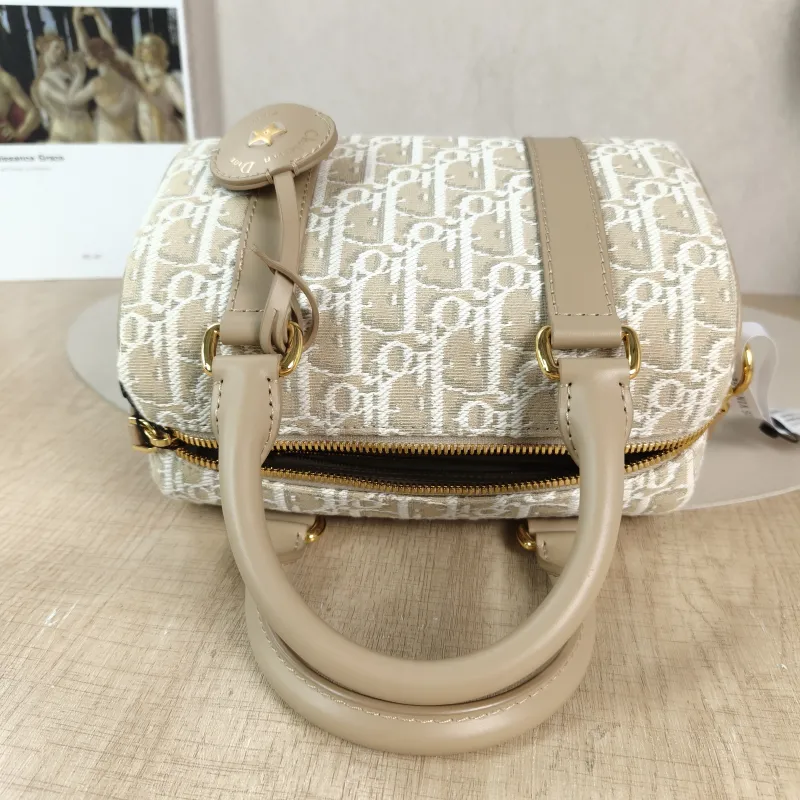 DIOR Shoulder Bag Groove 20 Top Handle Bag Beige Canvas Small 20.5 × 12 × 13.5 cm — detail view 5 of 11