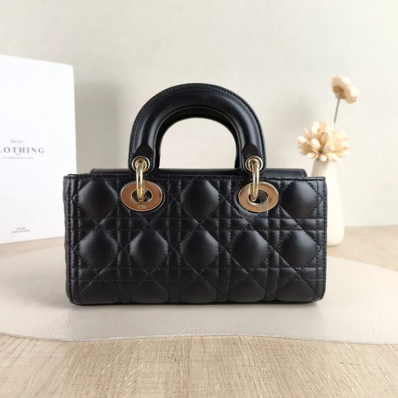 DIOR Top Handle Bag Lady D-Joy Black Lambskin Small 22 × 6 × 11 cm — cover view 3 of 5