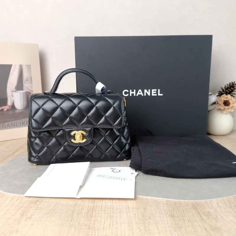 Chanel Crossbody Bag 25p Top Handle Crossbody Bag Black Lambskin Small 22 × 6 × 11.5 cm — cover view 3 of 6