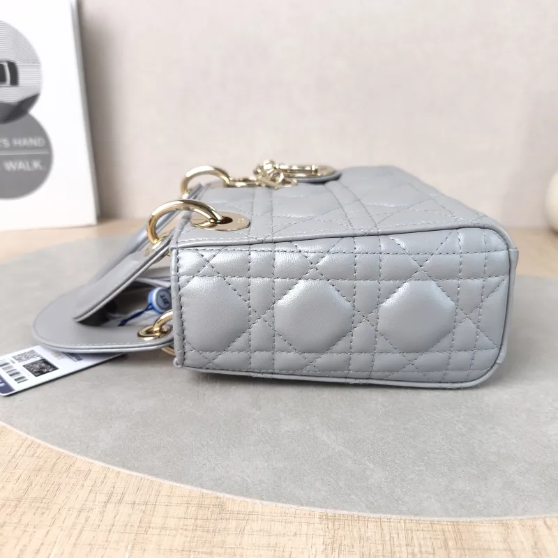 DIOR Crossbody Bag Lady Lady Dior Bag Grey Lambskin Mini 17 × 7 × 15 cm — detail view 1 of 12