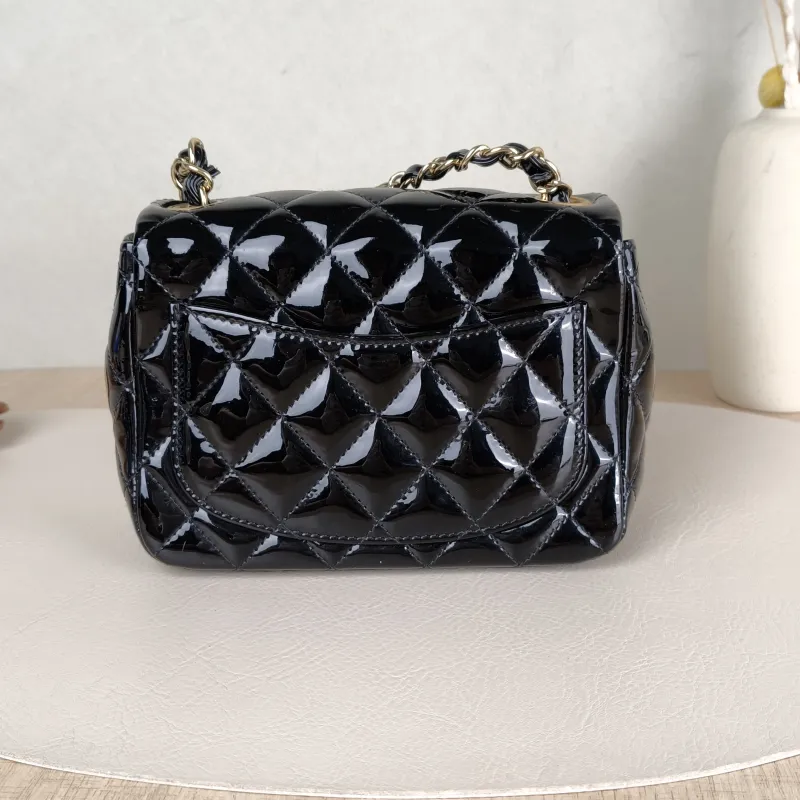 Chanel Crossbody Bag Classic Flap Mini CF Mini Black with Gold-Tone Hardware Patent Leathermini17 × 8 × 13.5 cm — cover view 2 of 5