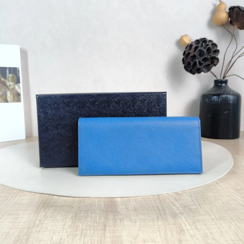 PRADA Wallet Wallet Blue Calfskin 19 × 2.5 × 9 cm — cover view 4 of 5