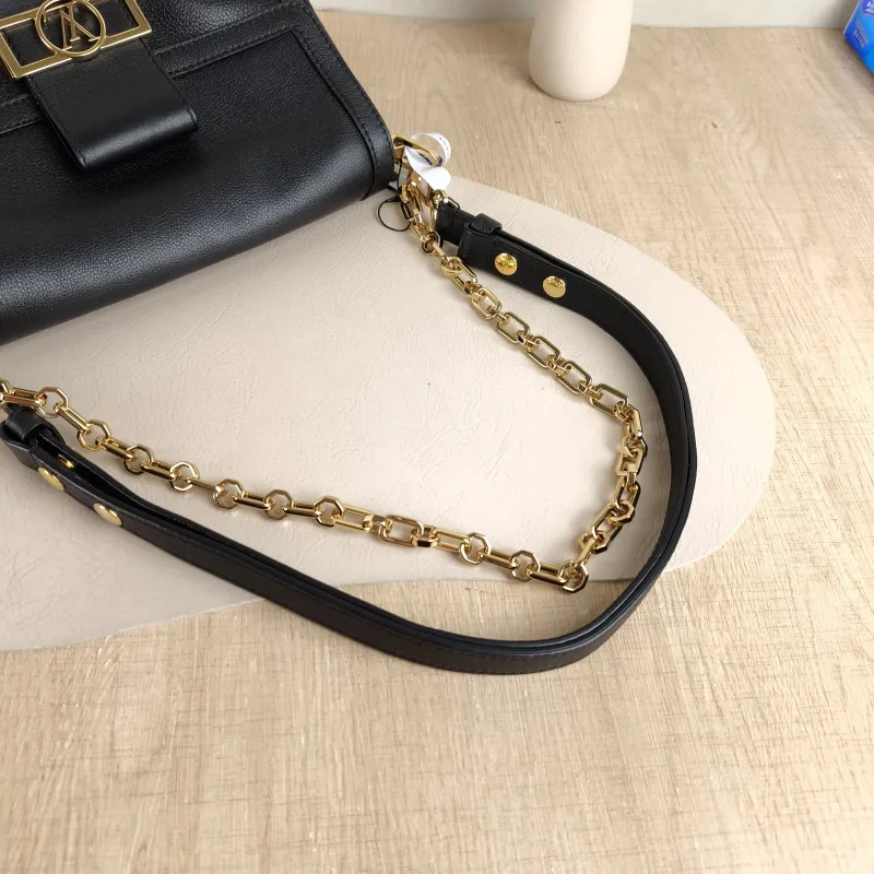 Louis Vuitton Crossbody Bag Dauphine Soft Shoulder Bag Black Calfskin Medium 24 × 9 × 17 cm — detail view 10 of 11