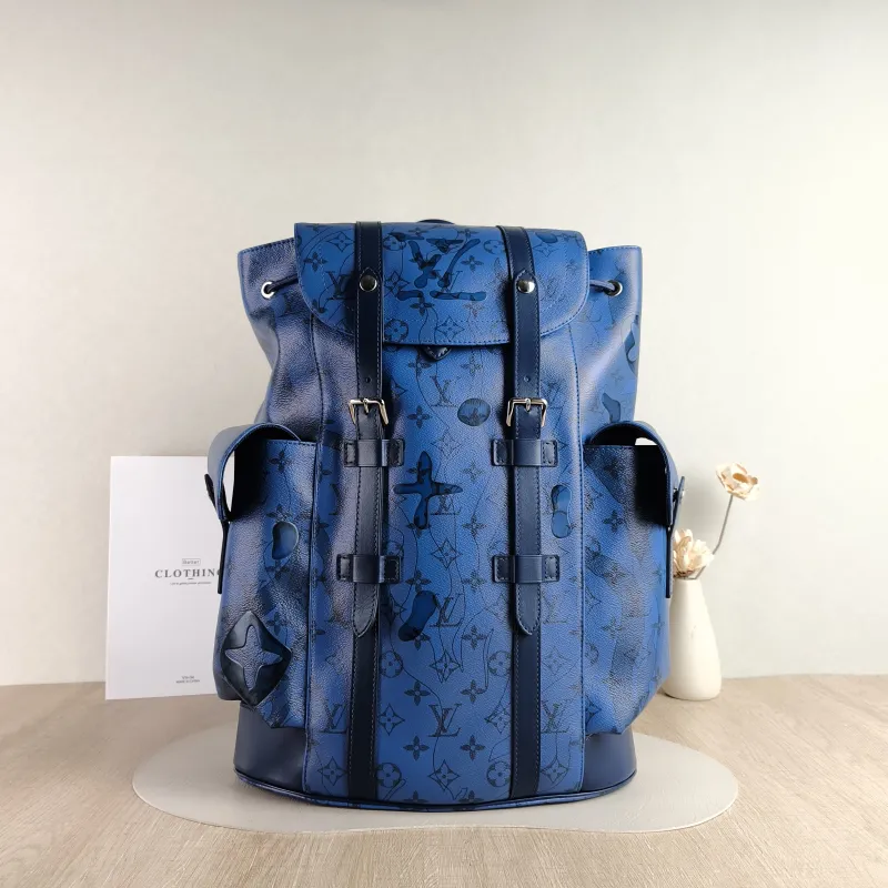 Louis Vuitton Backpack Christophe Backpack Blue PVC 33 × 12 × 44 cm