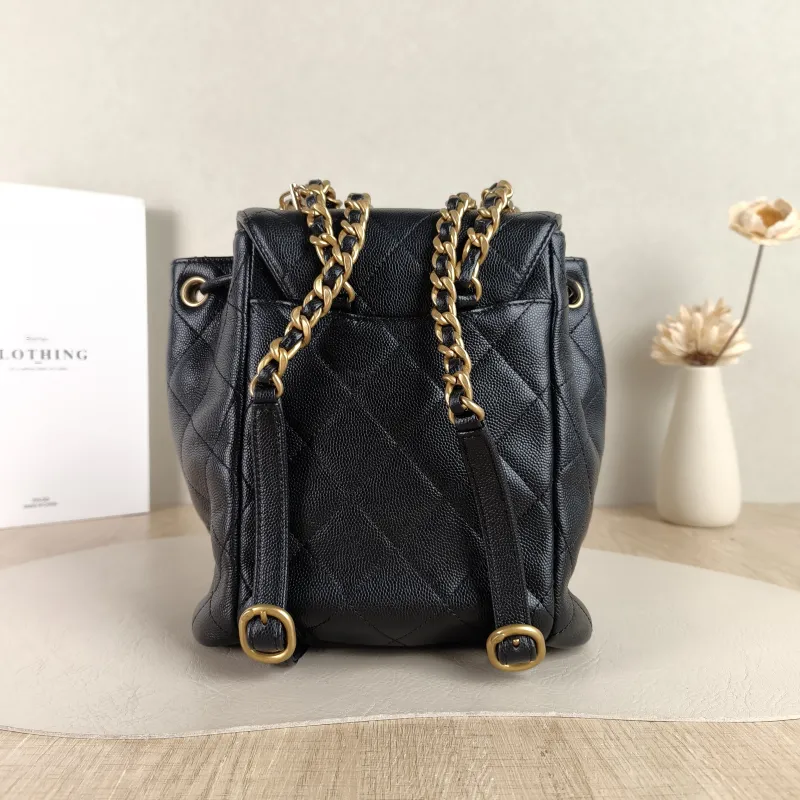 Chanel Backpack Backpack Black Grained Calfskin Small 19 × 9.5 × 21.5 cm — cover view 3 of 5