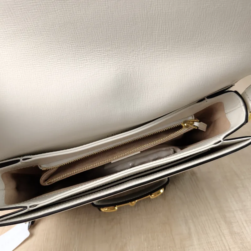 GUCCI Crossbody Bag Horsebit 1955 Horsebit Medium White Monogram PVC Medium 25 × 8 × 18 cm — detail view 7 of 14