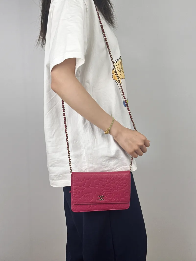 Chanel Crossbody Bag Classic Flap WOC CF WOCWOC Bag Red Lambskin One Size19 × 3.5 × 12 cm — on-model view 2 of 2
