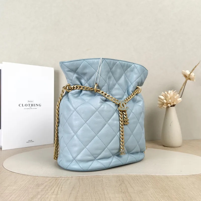 Chanel Crossbody Bag Bucket Bag Blue Calfskin One Size22 × 4 × 25 cm — cover view 5 of 5