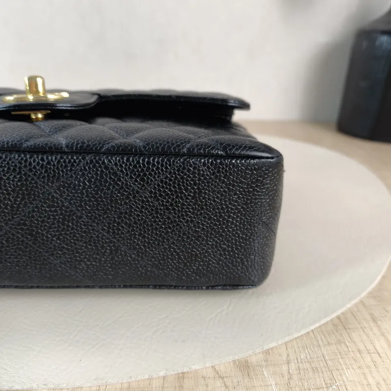 Chanel Crossbody Bag Classic Flap CF Black Grained Calfskin Small 23 × 6 × 14.5 cm 30 Conditioned — detail view 12 of 12