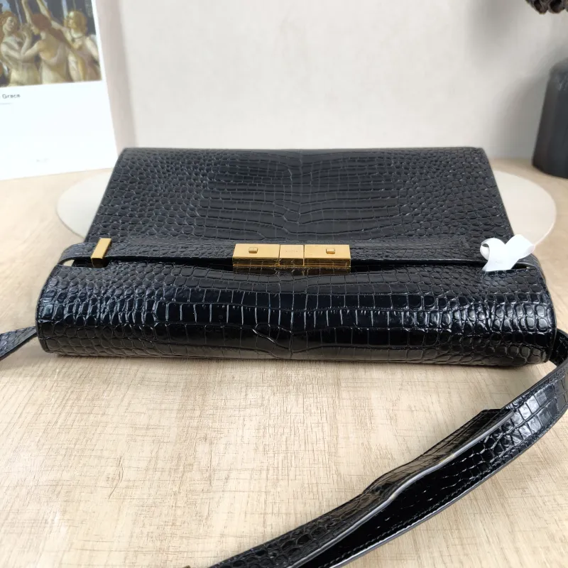SAINT LAURENT Shoulder Bag MANHATTAN Black Embossed Calfskin Medium 29 × 7.5 × 20 cm — detail view 11 of 13