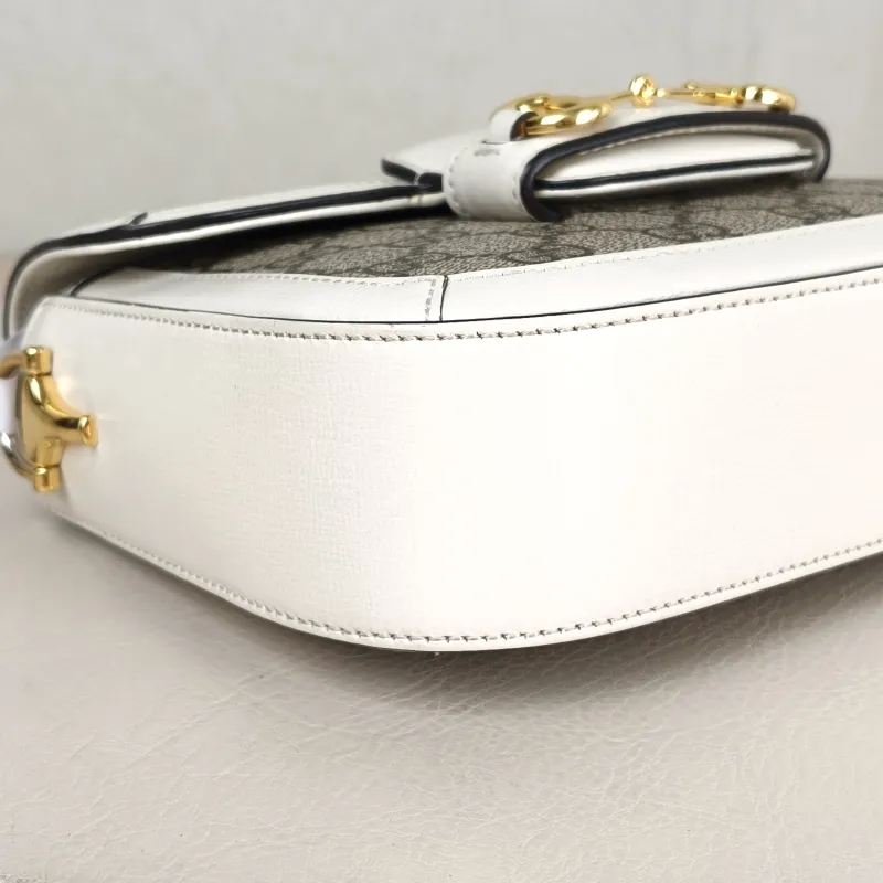 GUCCI Crossbody Bag Horsebit 1955 Horsebit Small White Monogram PVC Small 20.5 × 5 × 14.5 cm — detail view 2 of 13