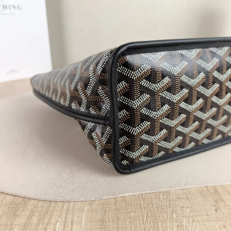 GOYARD Top Handle Bag ANJOU Shopping Tote Black ine Canvas Mini 19.5 × 9 × 19.5 cm — detail view 7 of 12