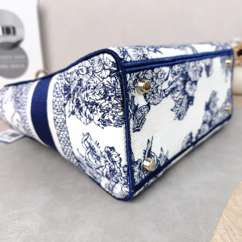 DIOR Top Handle Bag Lady Lady Dior Bag Blue Canvas Medium 24 × 12 × 21 cm — detail view 1 of 13